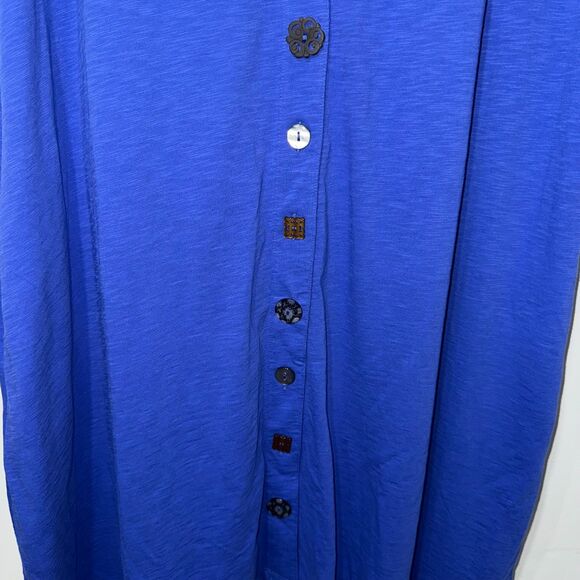 Soft Surroundings Danielle Button Dress - Dazzling Blue 2X - Picture 5 of 9